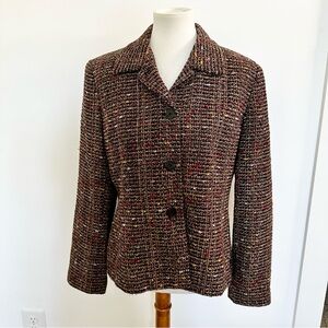 Villager Liz Claiborne Brown Multicolor Tweed Blazer